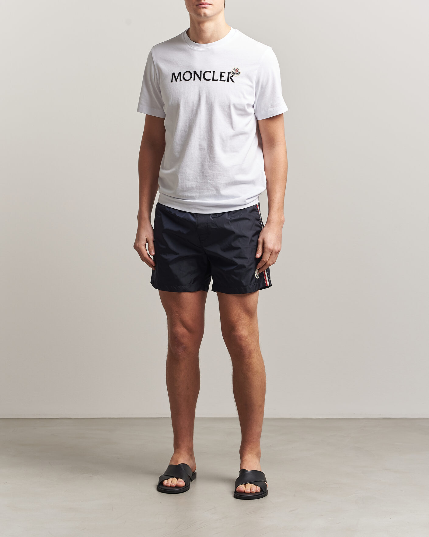 Herre | Badebukser | Moncler | Contrast Band Swim Shorts Navy