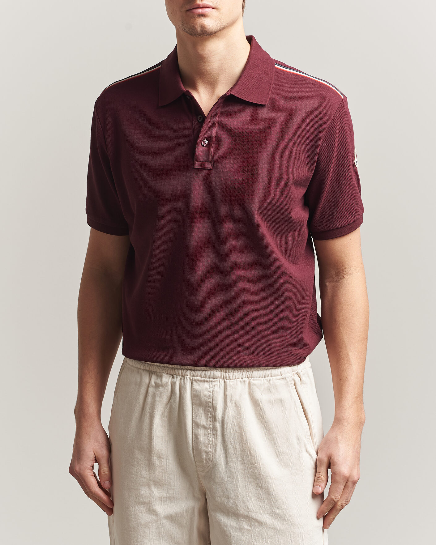 Herre | Polotrøjer | Moncler | Tricolore Shoulder Polo Burgundy