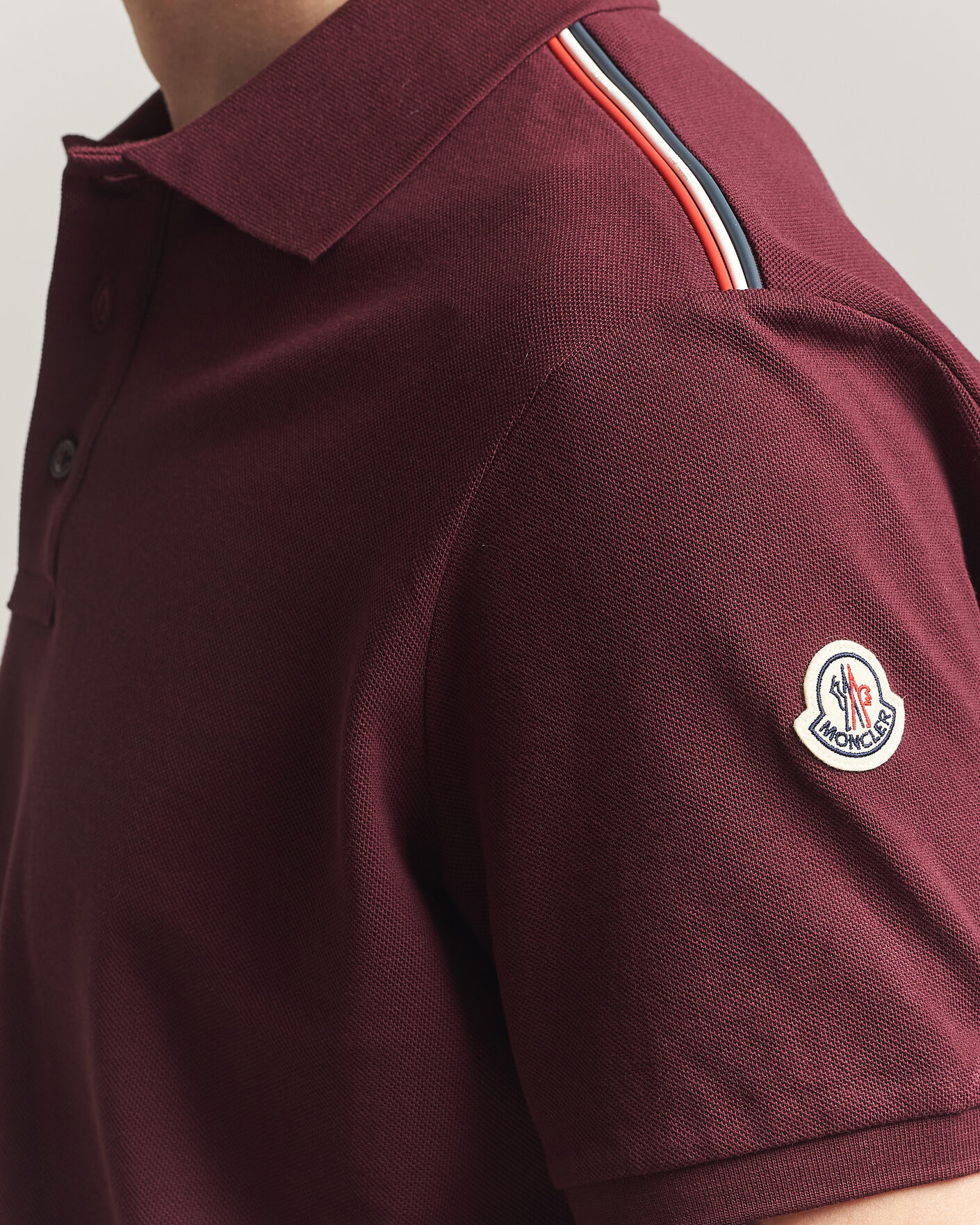 Herre | Polotrøjer | Moncler | Tricolore Shoulder Polo Burgundy