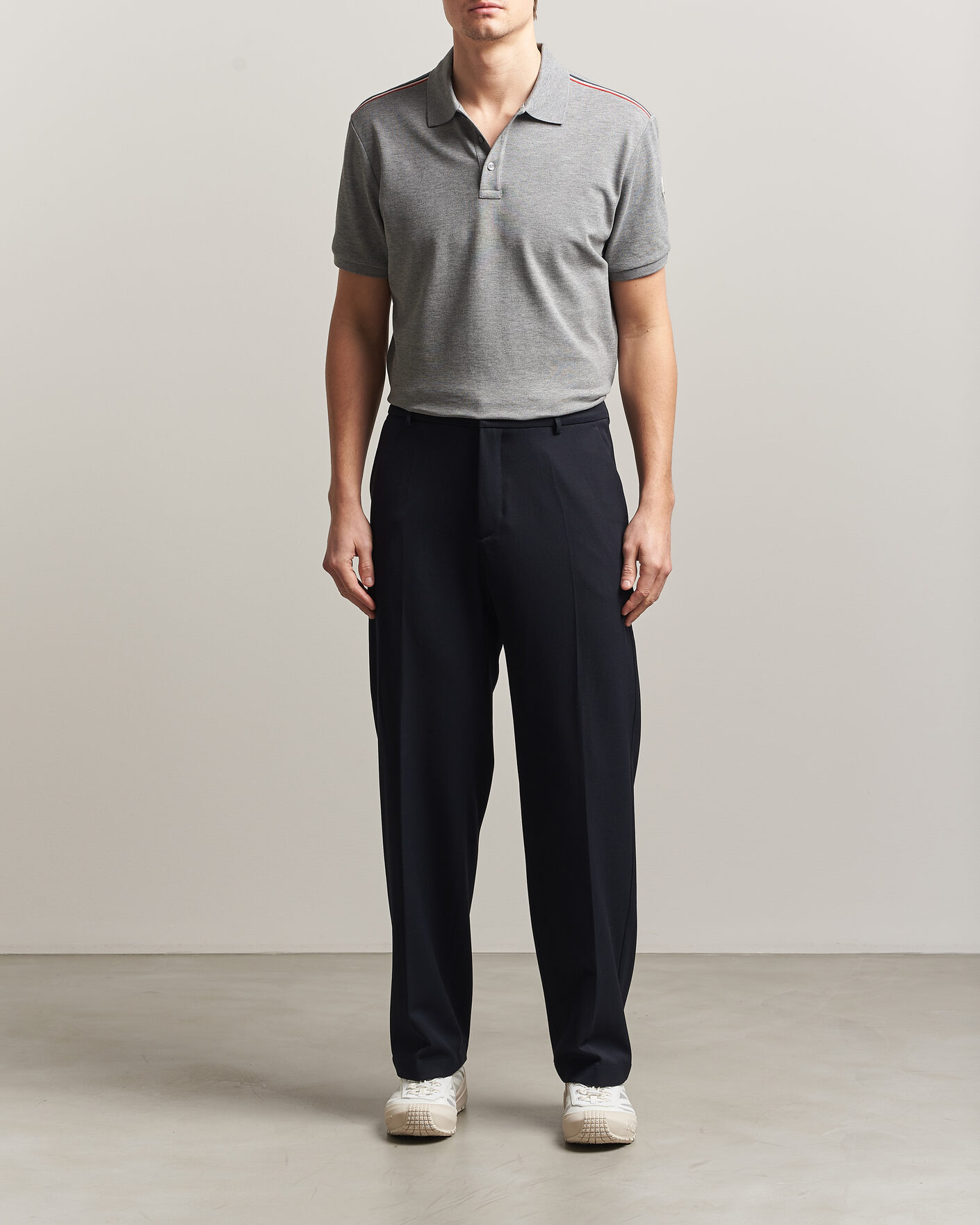 Herre | Polotrøjer | Moncler | Tricolore Shoulder Polo Light Grey