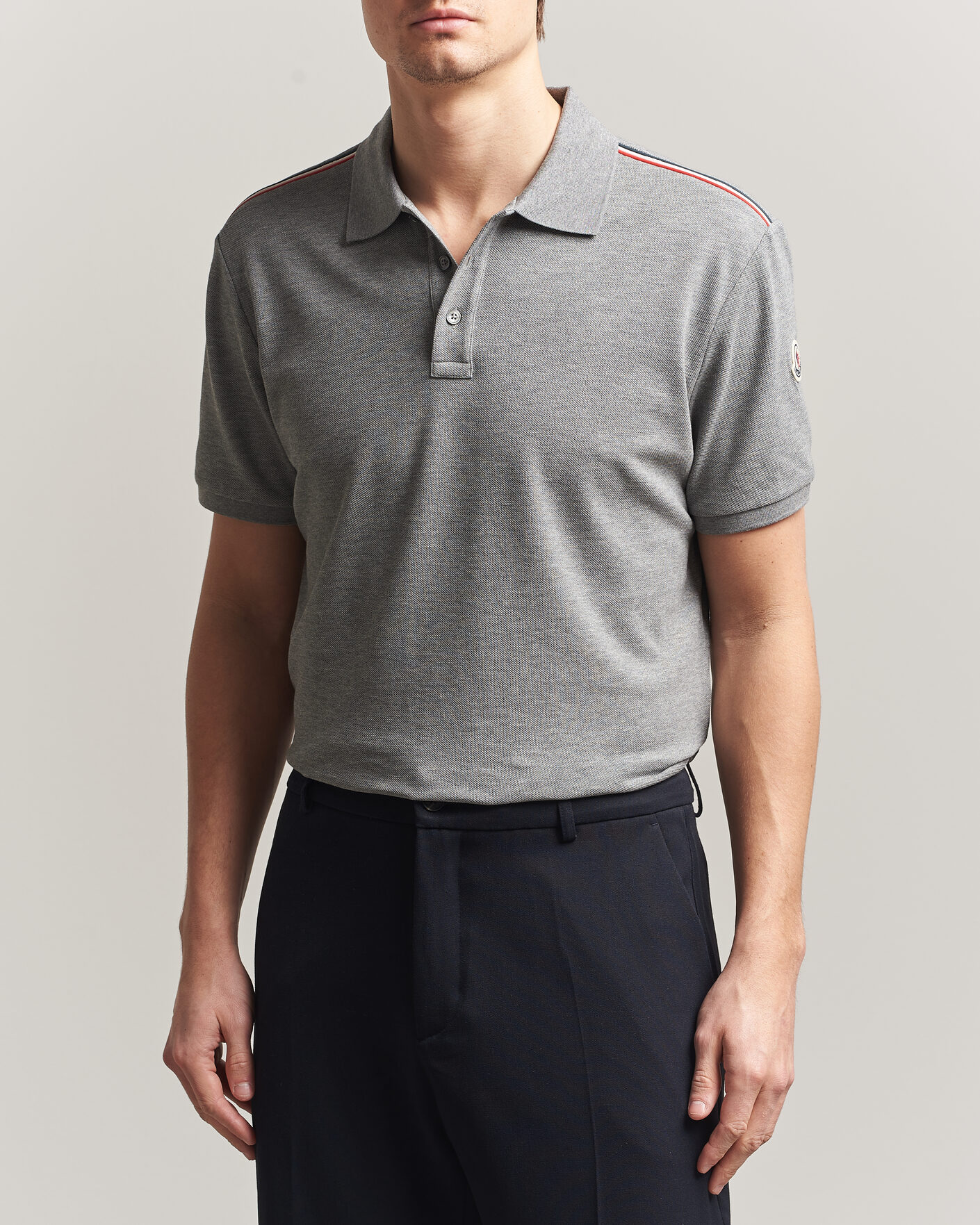 Herre | Polotrøjer | Moncler | Tricolore Shoulder Polo Light Grey