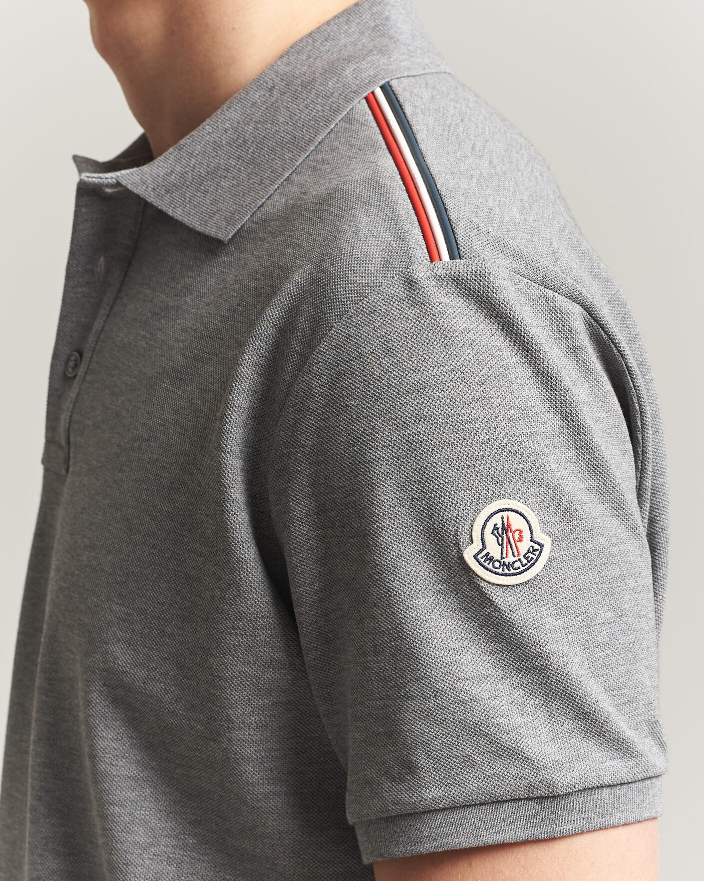 Herre | Polotrøjer | Moncler | Tricolore Shoulder Polo Light Grey