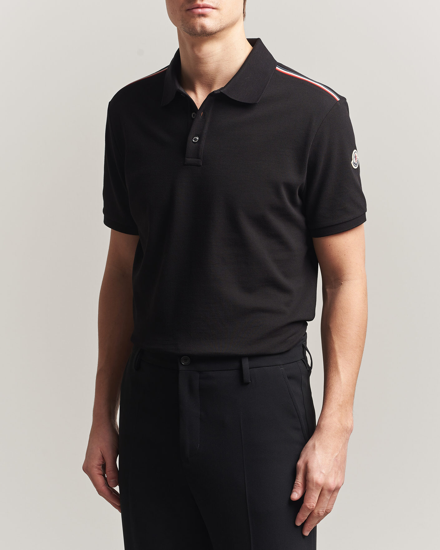 Herre | Polotrøjer | Moncler | Tricolore Shoulder Polo Black