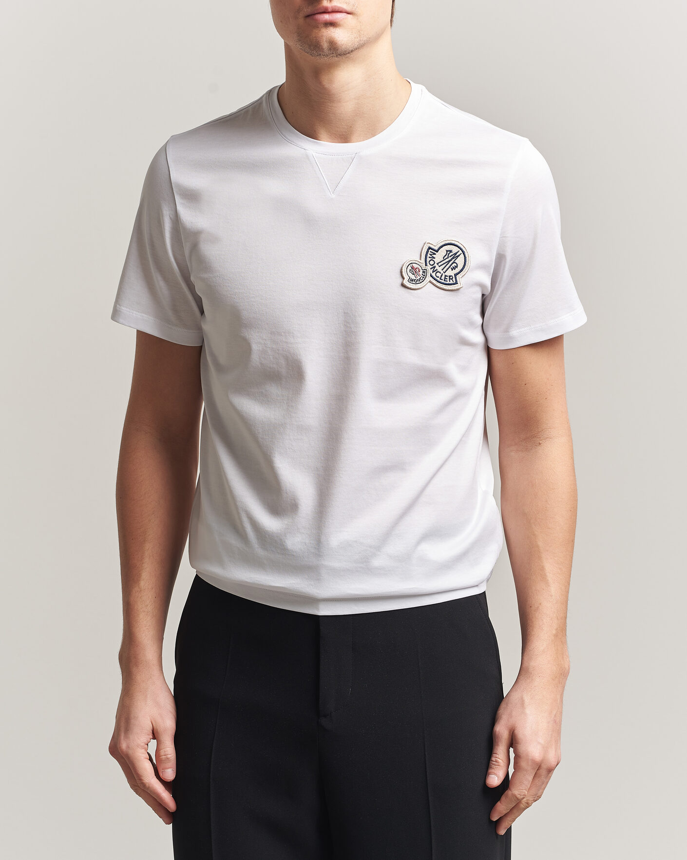 Herre | T-Shirts | Moncler | Double Logo T-Shirt White