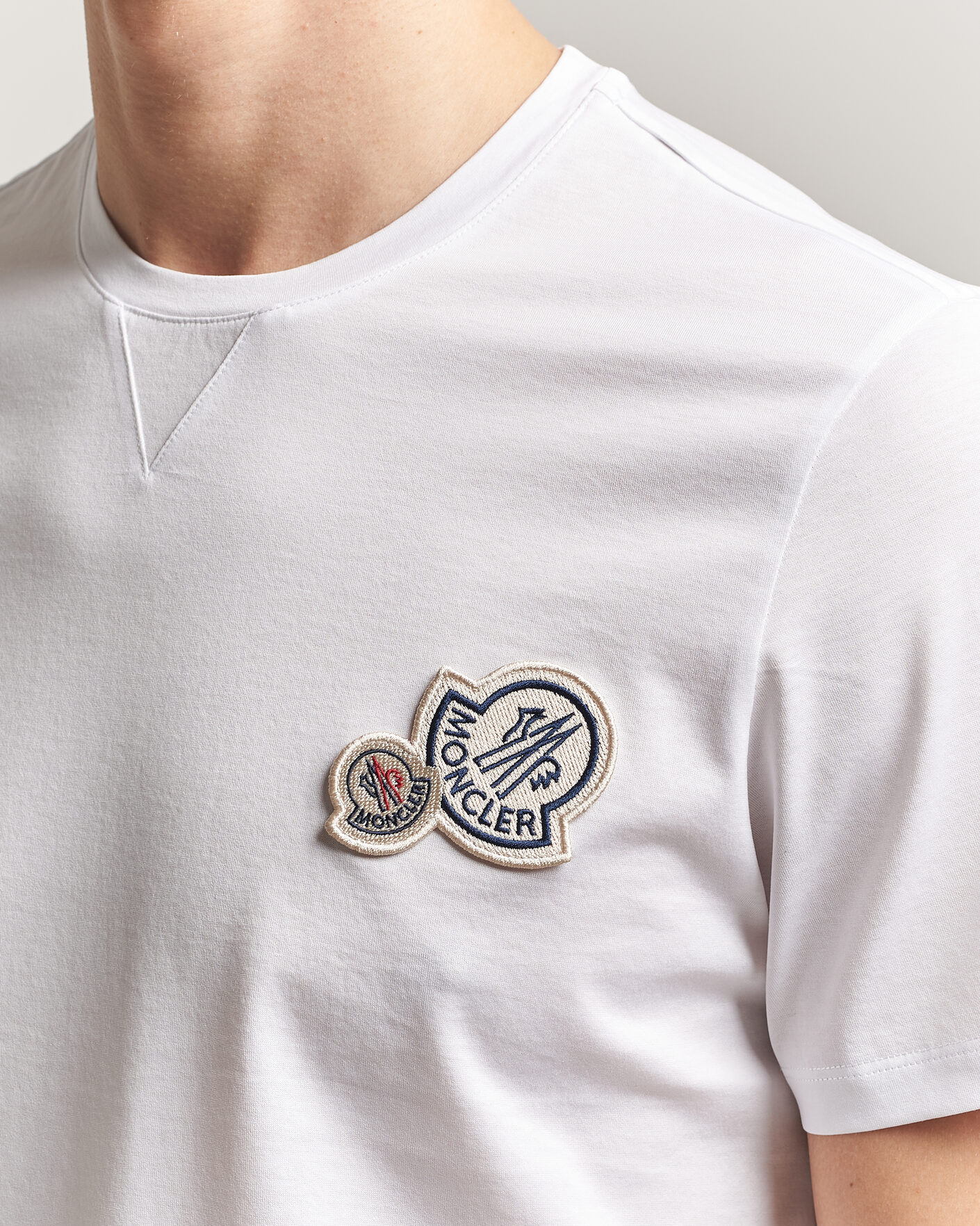 Herre | T-Shirts | Moncler | Double Logo T-Shirt White