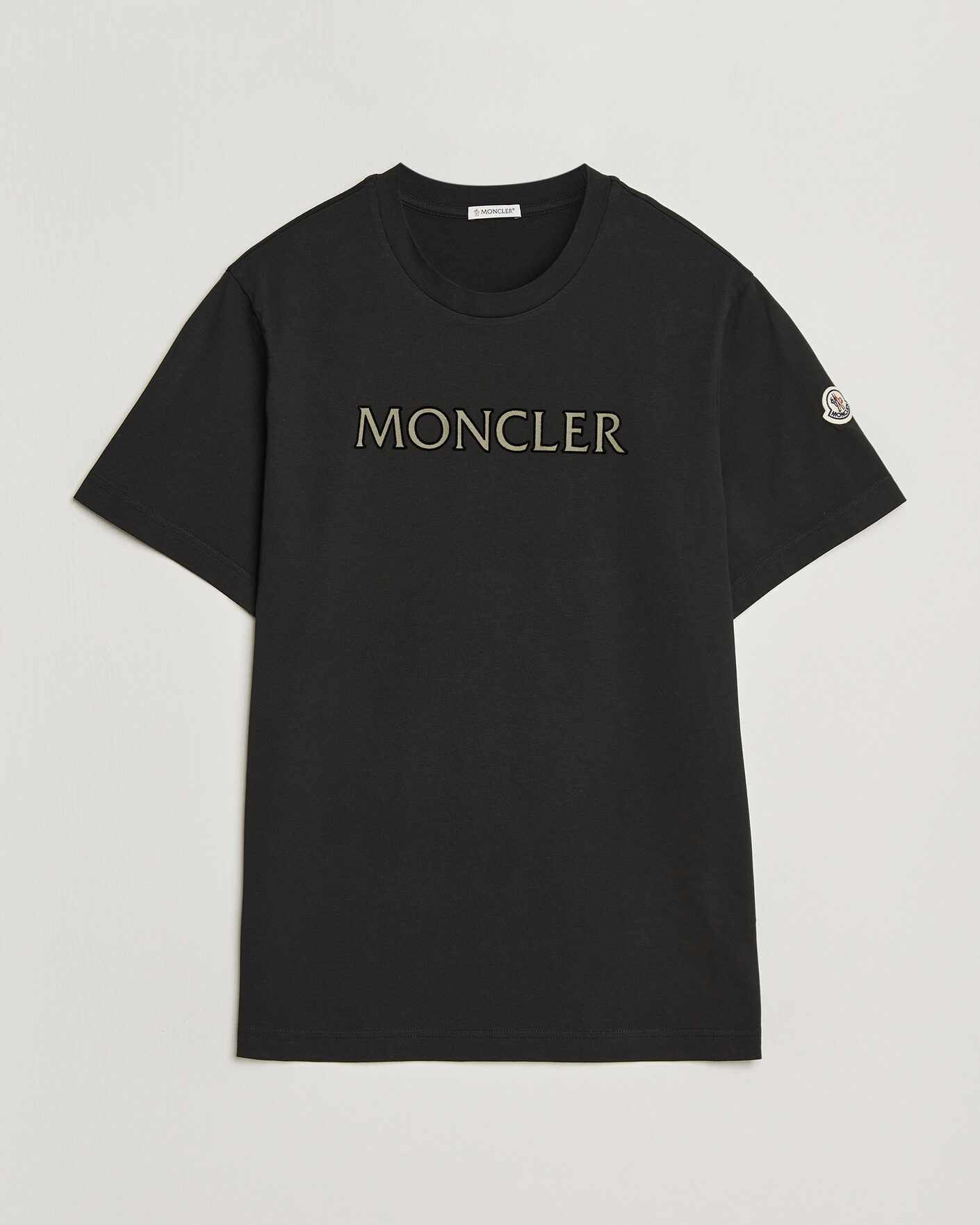 Herre | T-Shirts | Moncler | Flock Print Logo T-Shirt Black