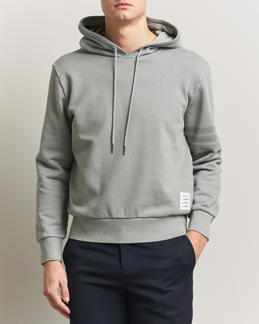 Herre | Trøjer | Thom Browne | Overdyed 4-Bar Hoodie Light Grey