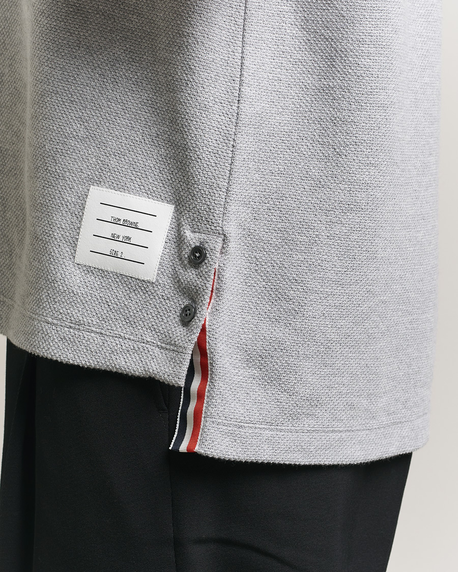 Herre | T-Shirts | Thom Browne | Textured Pique 4 Bar T-Shirt Pale Grey