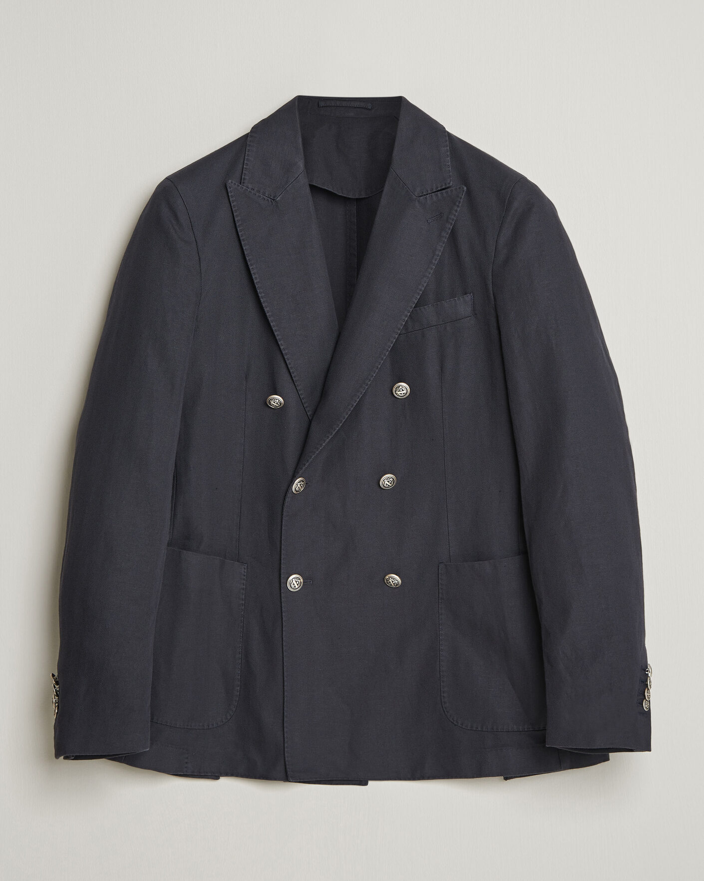 Herre | Blazere & jakker | Morris | Cotton Herringbone Double Breasted Blazer Blue