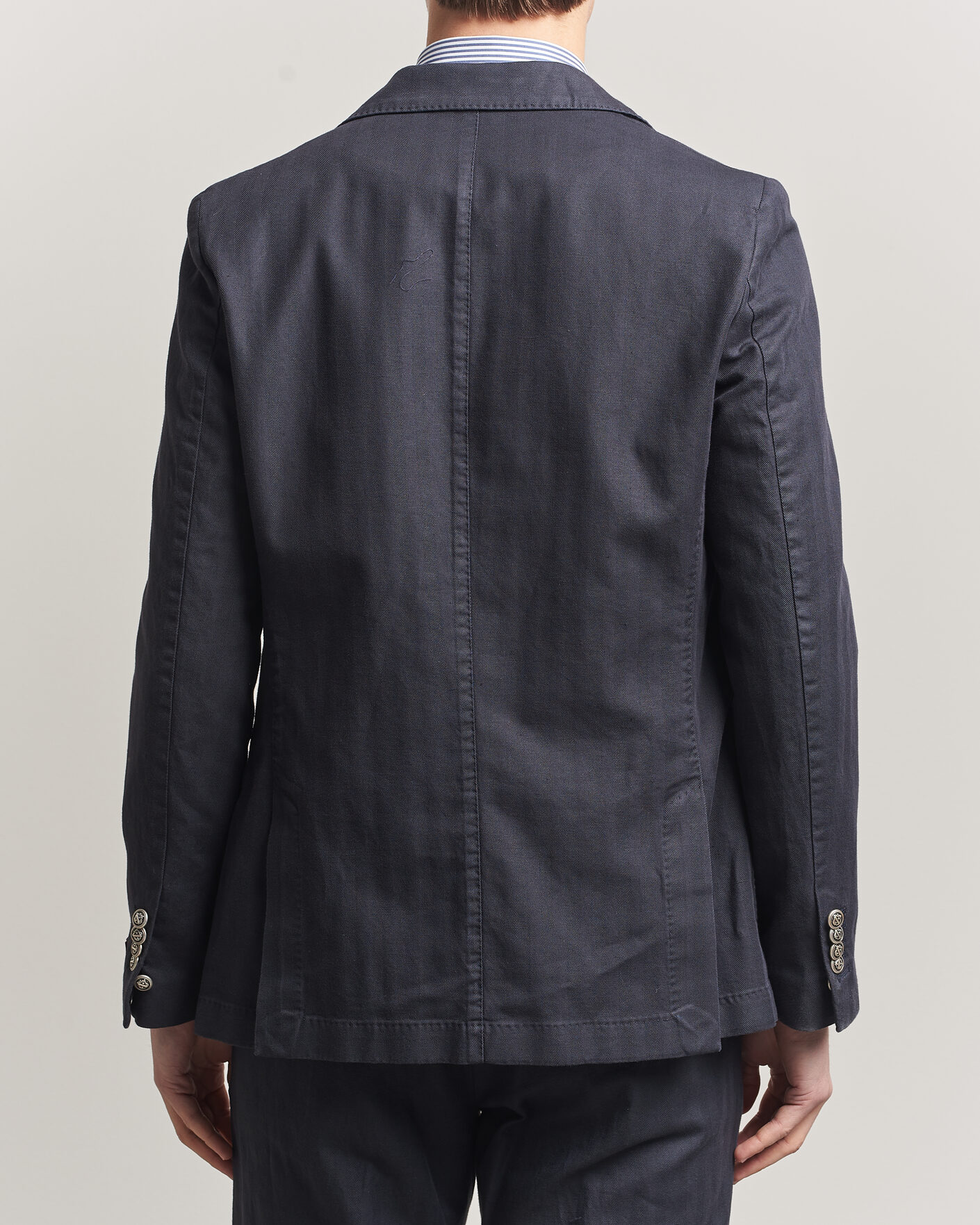 Herre | Blazere & jakker | Morris | Cotton Herringbone Double Breasted Blazer Blue