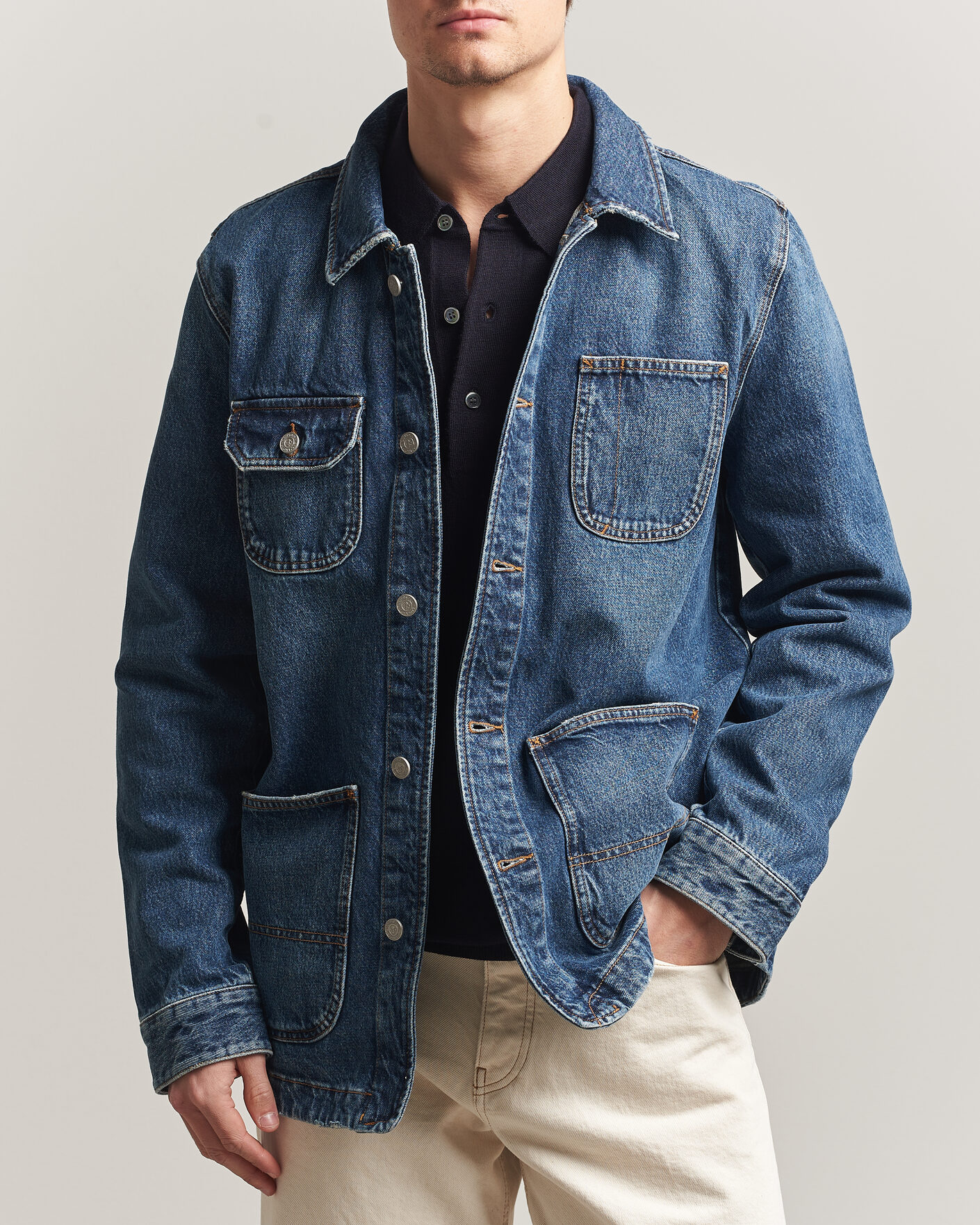 Herre | Jakker | Morris | Denim Shirt Jacket Blue