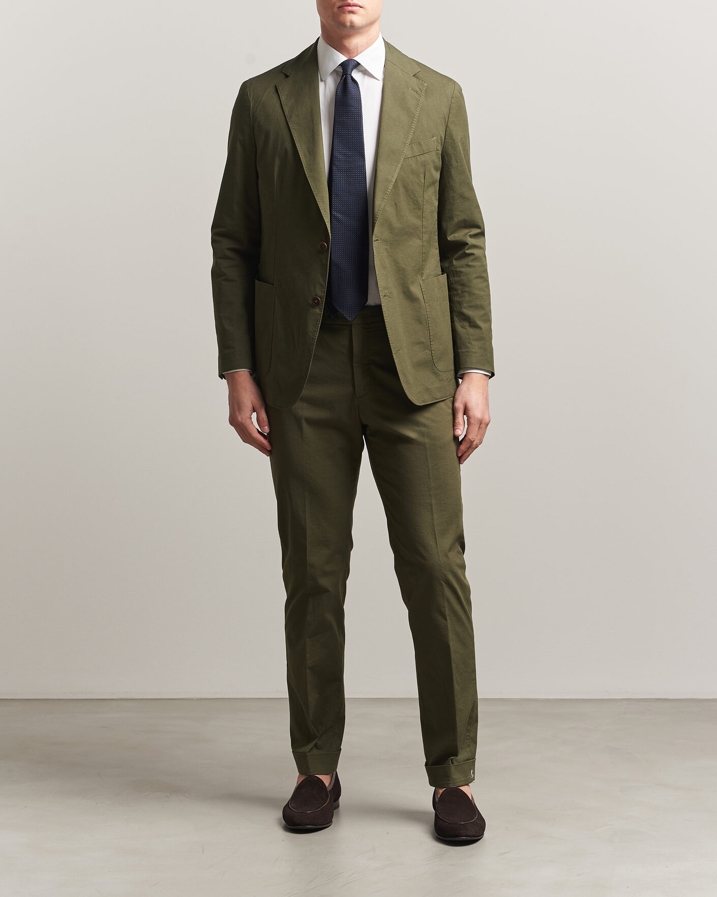 Herre | Blazere & jakker | Morris | Washed Cotton Suit Blazer Olive