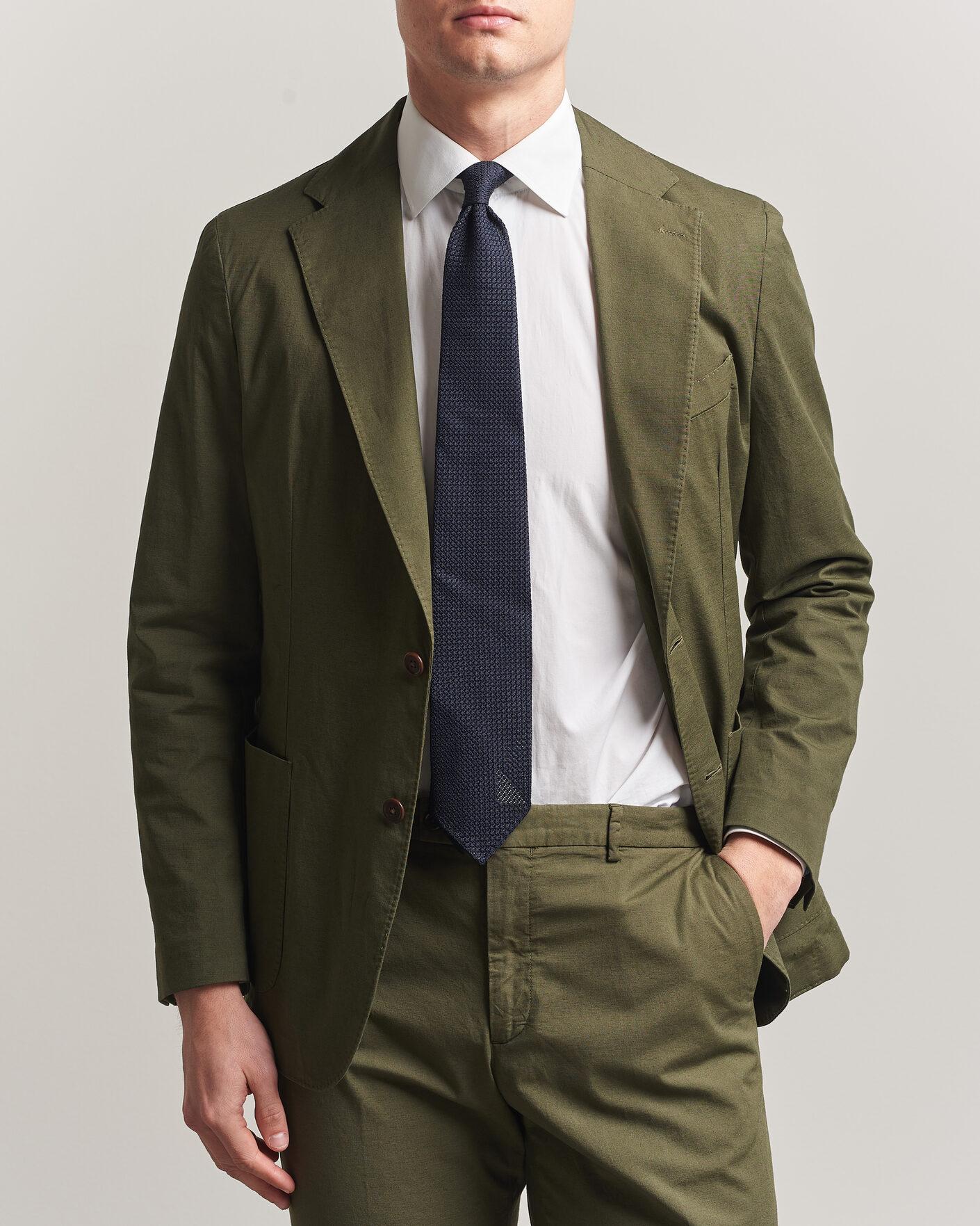 Herre | Blazere & jakker | Morris | Washed Cotton Suit Blazer Olive