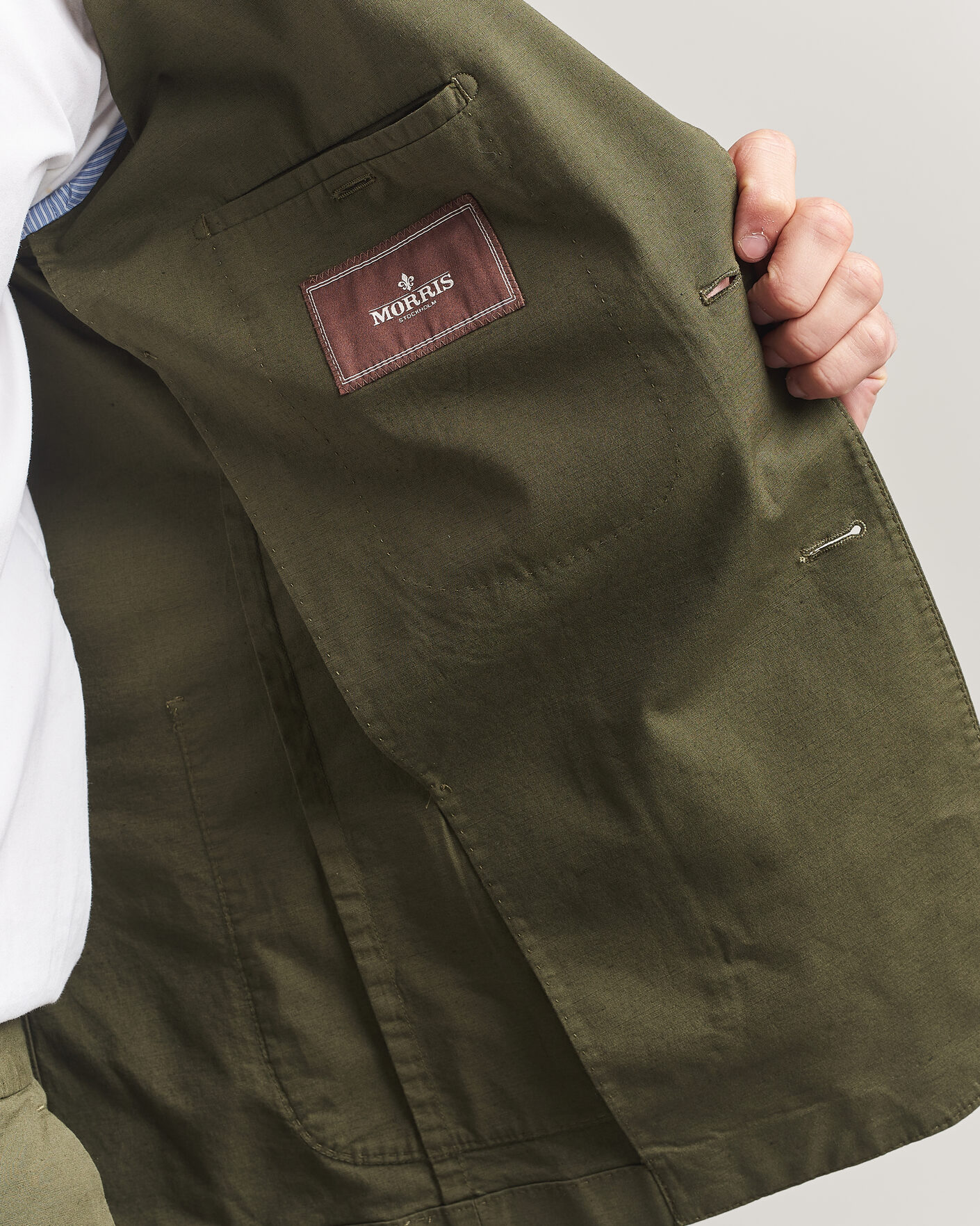 Herre | Blazere & jakker | Morris | Washed Cotton Suit Blazer Olive