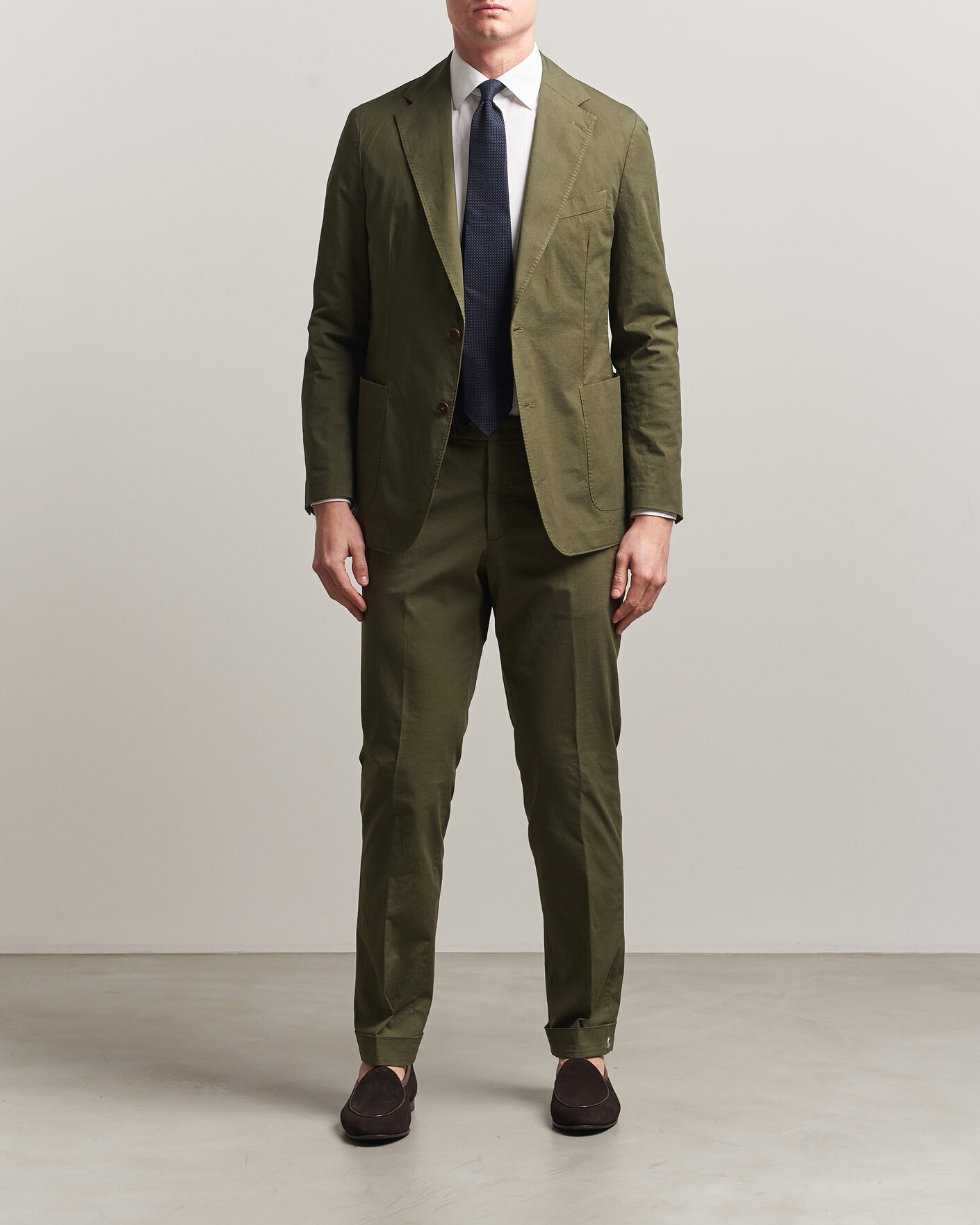 Herre | Bukser | Morris | Jack Washed Cotton Trousers Olive