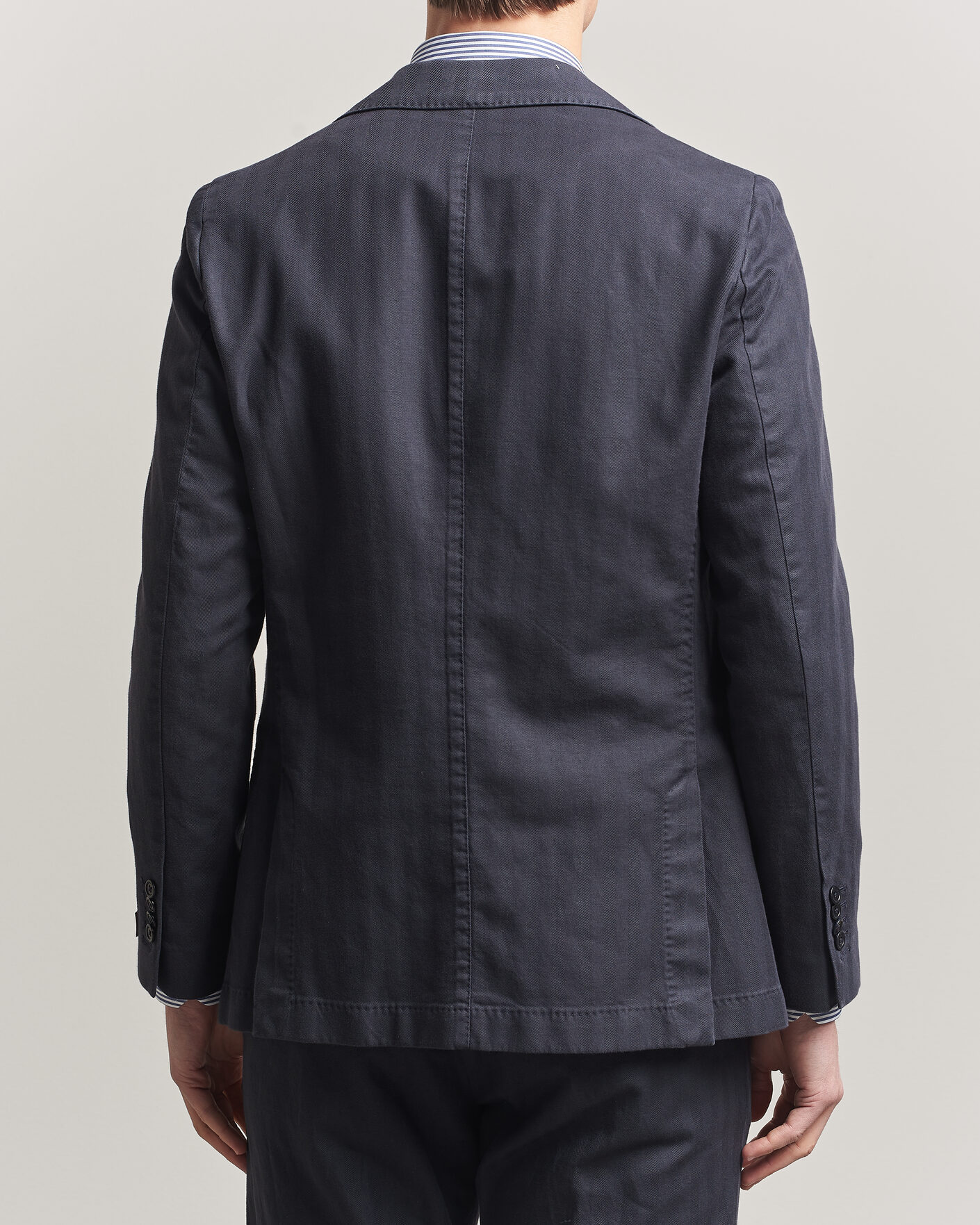 Herre | Blazere & jakker | Morris | Washed Cotton Herringbone Blazer Navy