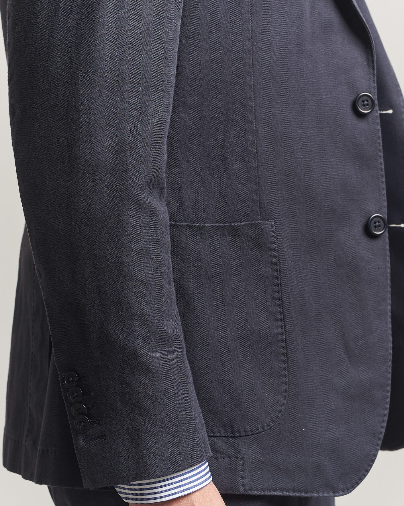 Herre | Blazere & jakker | Morris | Washed Cotton Herringbone Blazer Navy