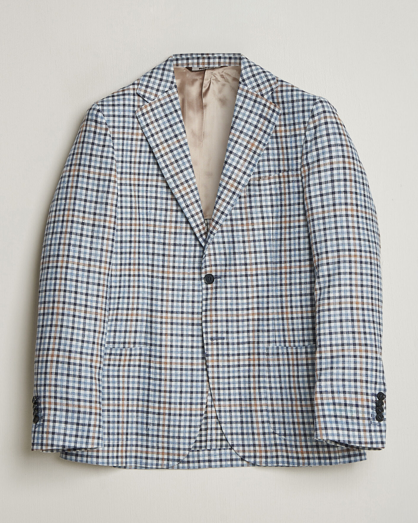 Herre | Blazere & jakker | Morris | Linen Cotton Checked Blazer Blue