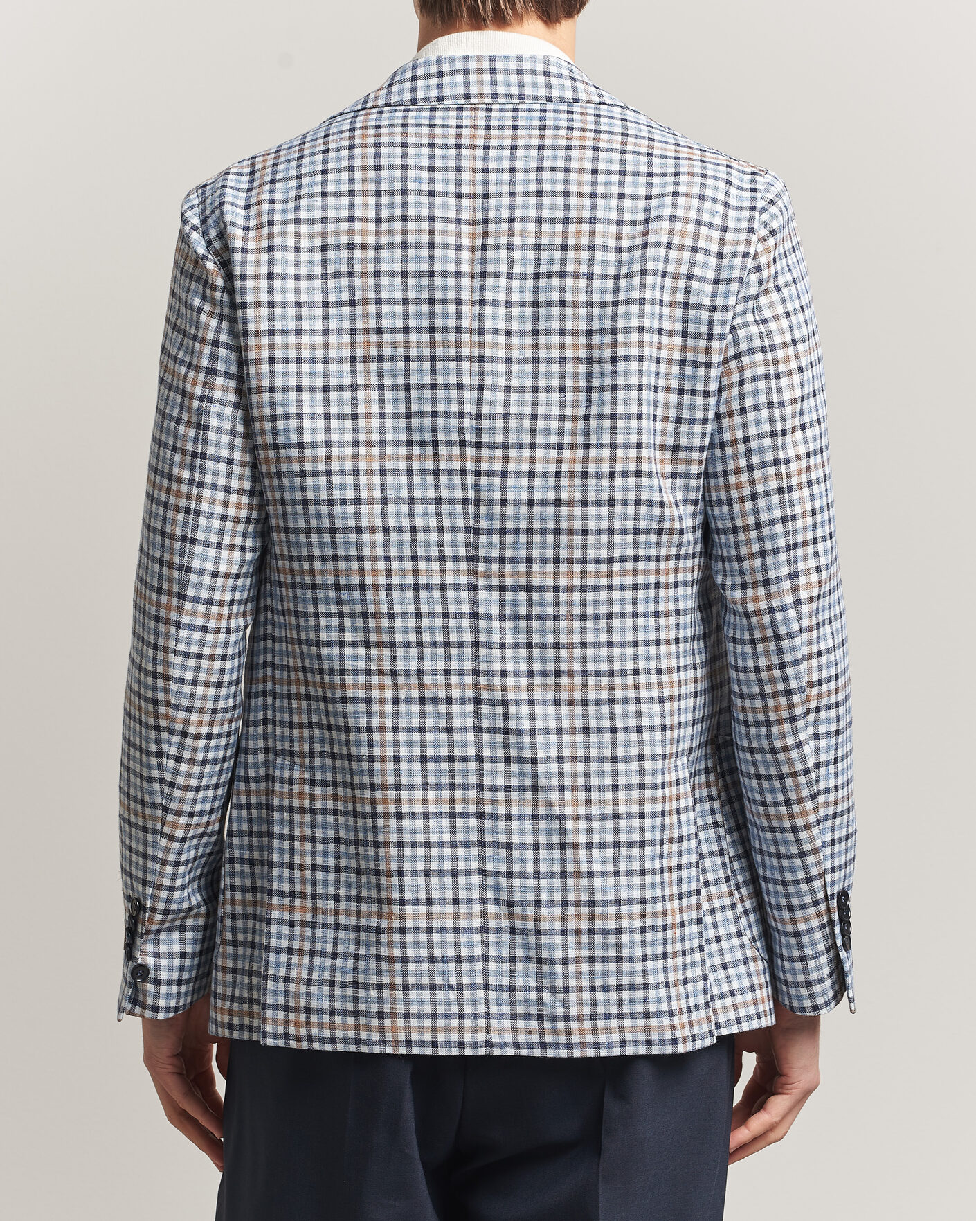 Herre | Blazere & jakker | Morris | Linen Cotton Checked Blazer Blue
