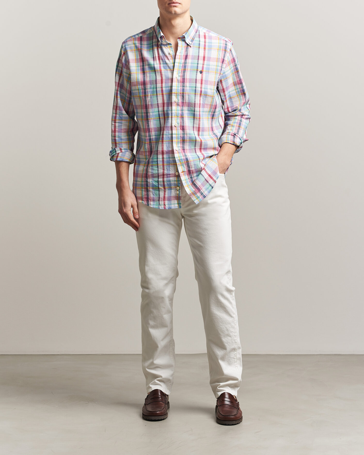 Herre | Bukser | Morris | James Brushed 5-Pocket Jeans Off White
