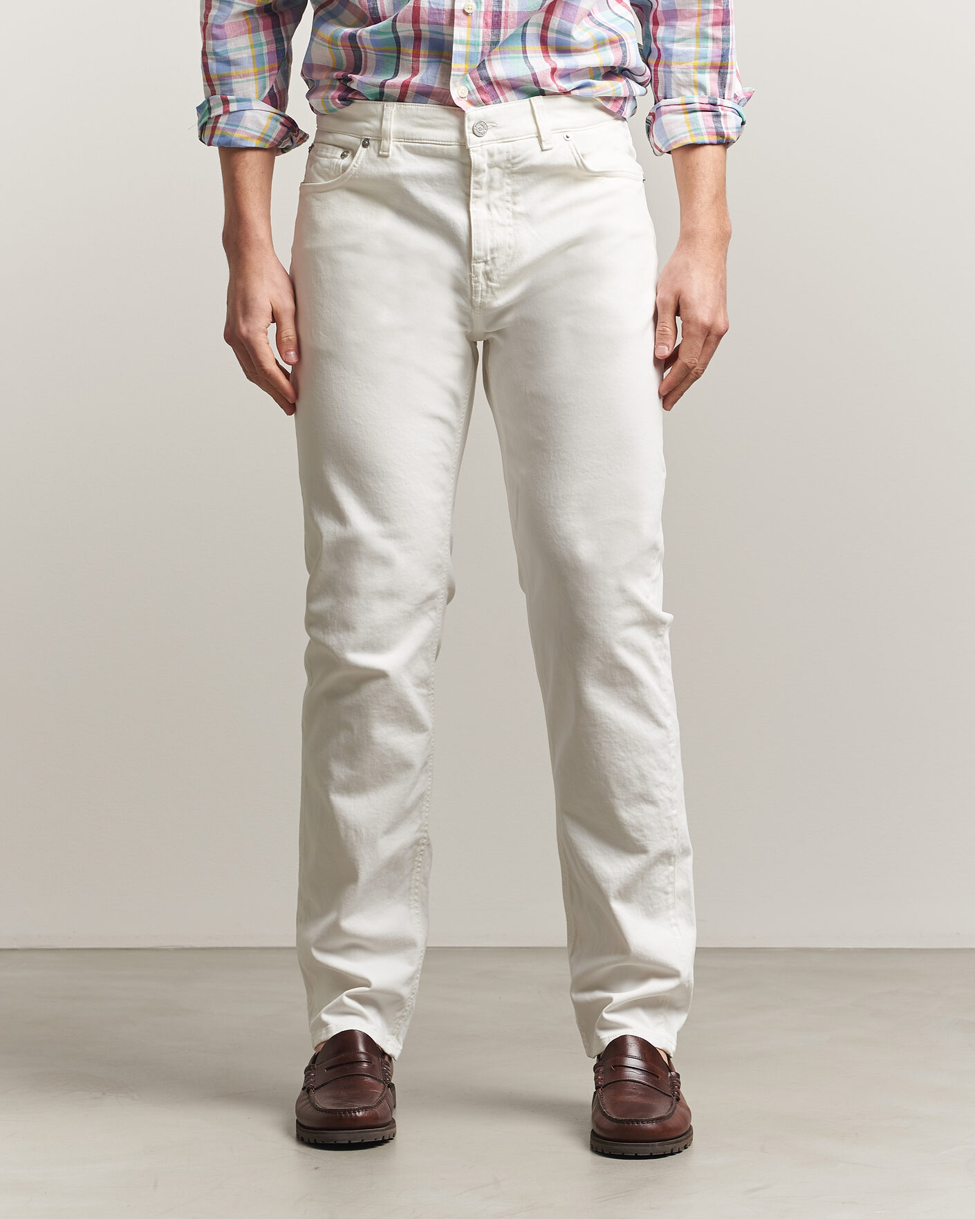 Herre | Bukser | Morris | James Brushed 5-Pocket Jeans Off White