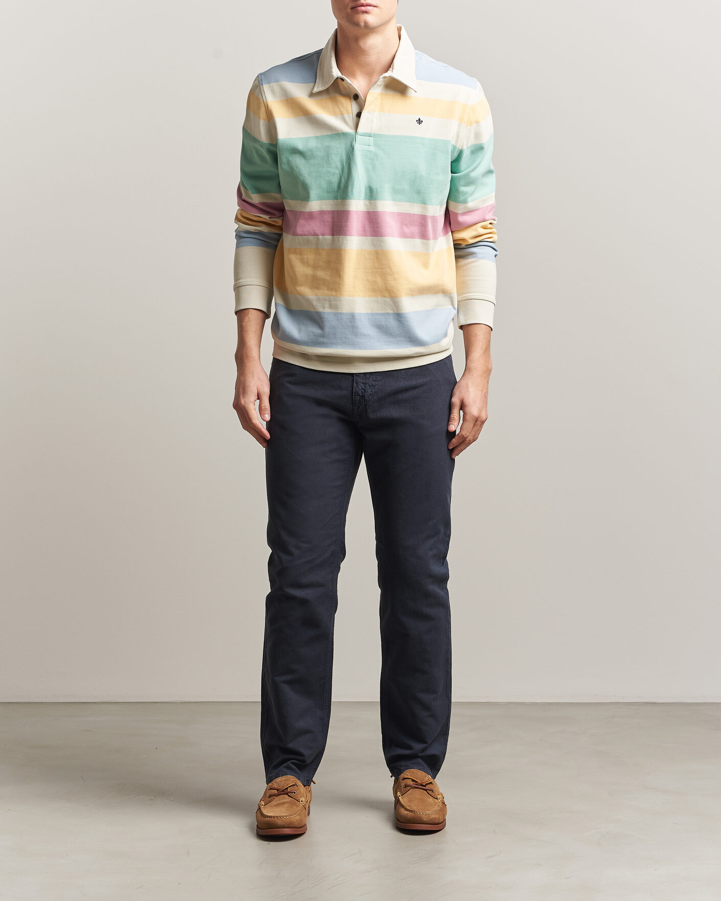Herre | Bukser | Morris | James Washed Linen 5-Pocket Pants Dark Blue
