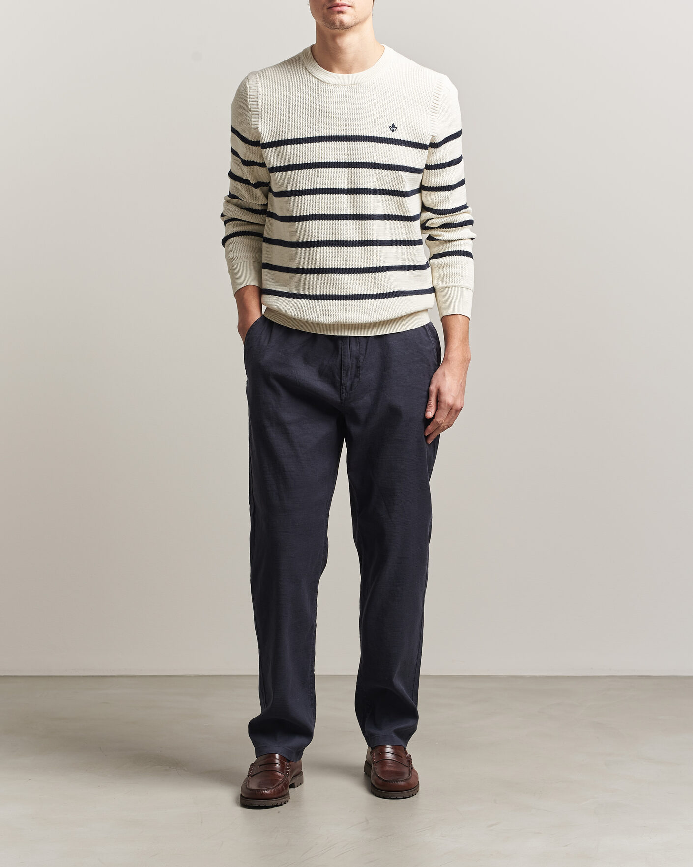 Herre | Bukser | Morris | Fenix Linen Trousers Navy