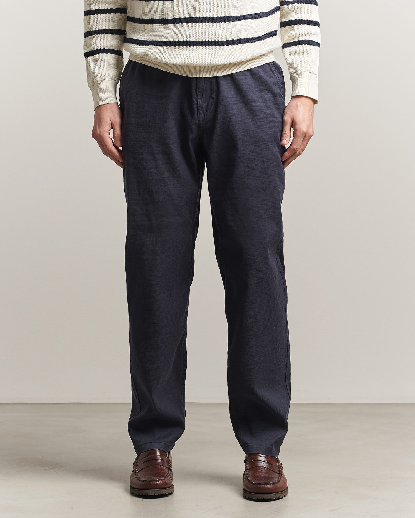 Herre | Bukser | Morris | Fenix Linen Trousers Navy