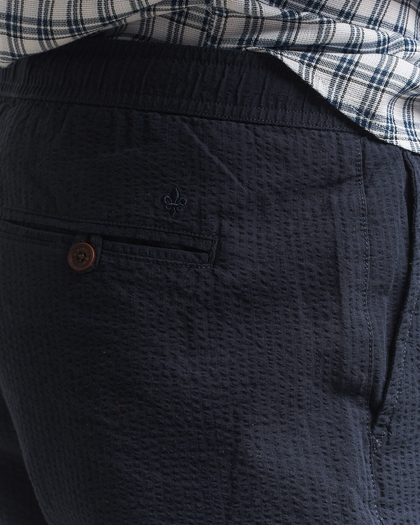 Herre | Bukser | Morris | Fenix Seersucker Trousers Dark Blue