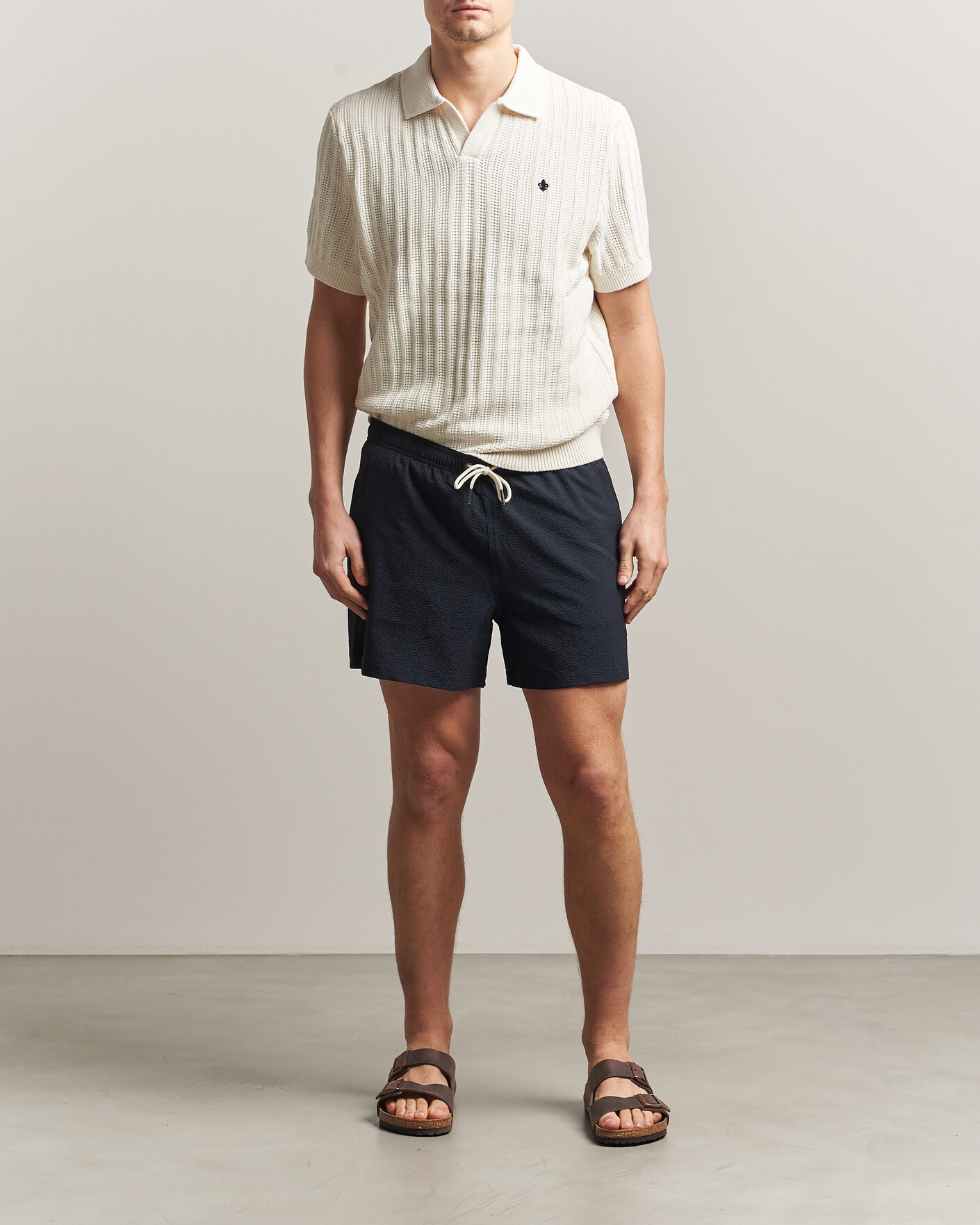 Herre | Badebukser | Morris | Seersucker Bathing Trunks Dark Blue
