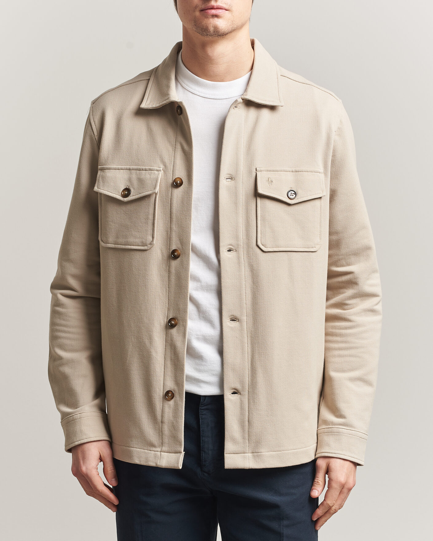 Herre | Skjorter | Morris | Andrew Jersey Overshirt Khaki