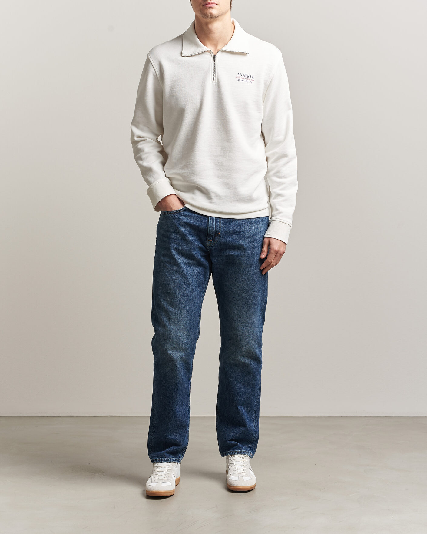 Herre | Trøjer | Morris | Northcott Slub Half-Zip White