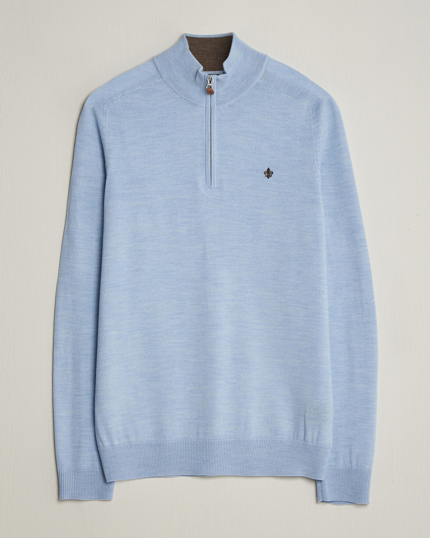 Herre | Trøjer | Morris | John Merino Half-Zip Light Blue