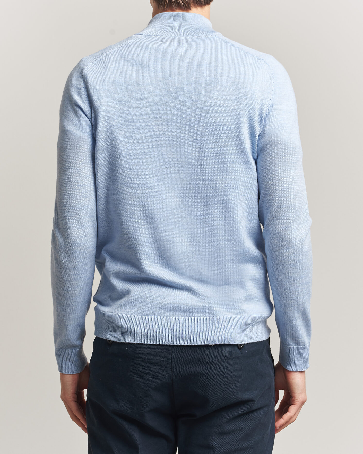 Herre | Trøjer | Morris | John Merino Half-Zip Light Blue
