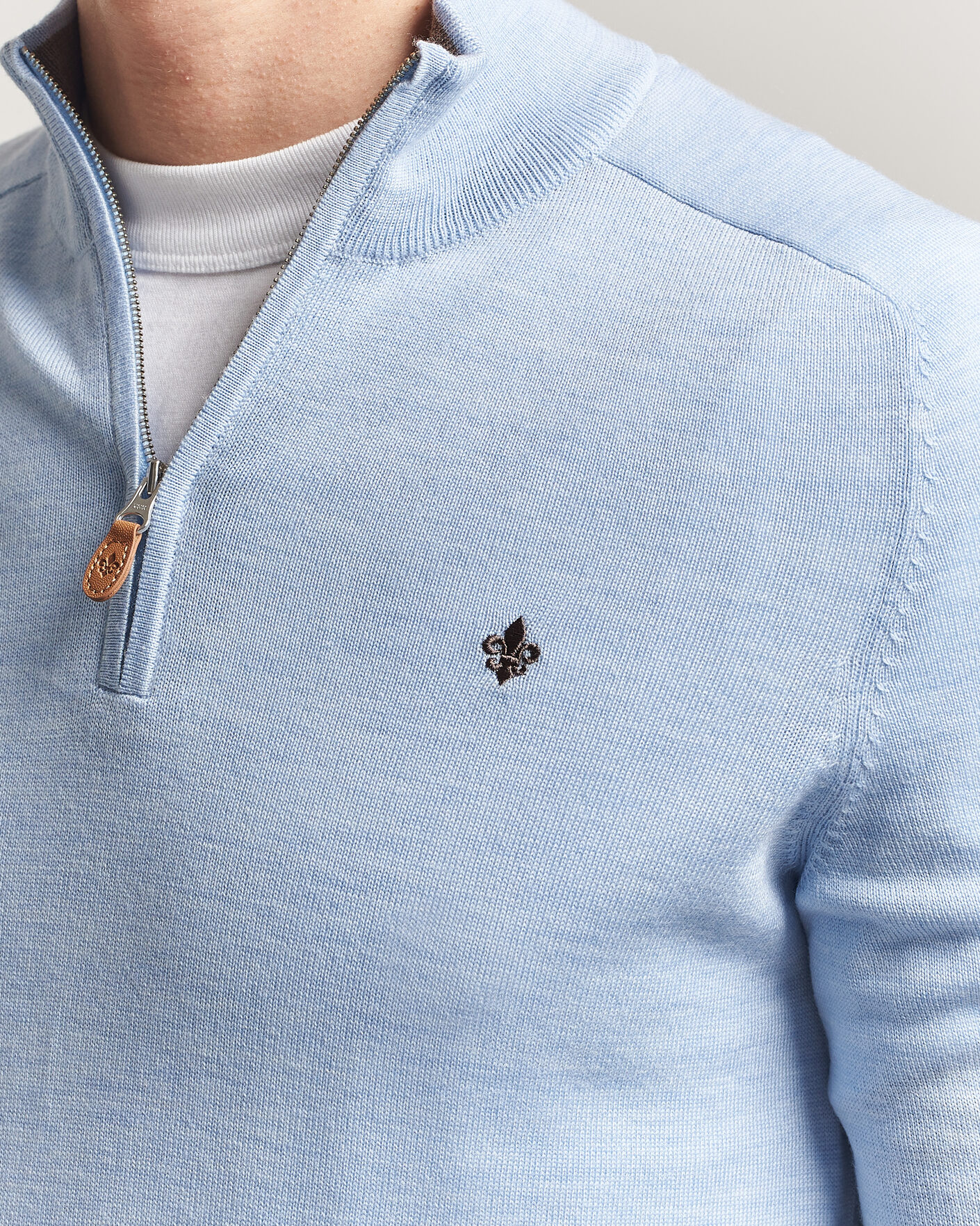 Herre | Trøjer | Morris | John Merino Half-Zip Light Blue