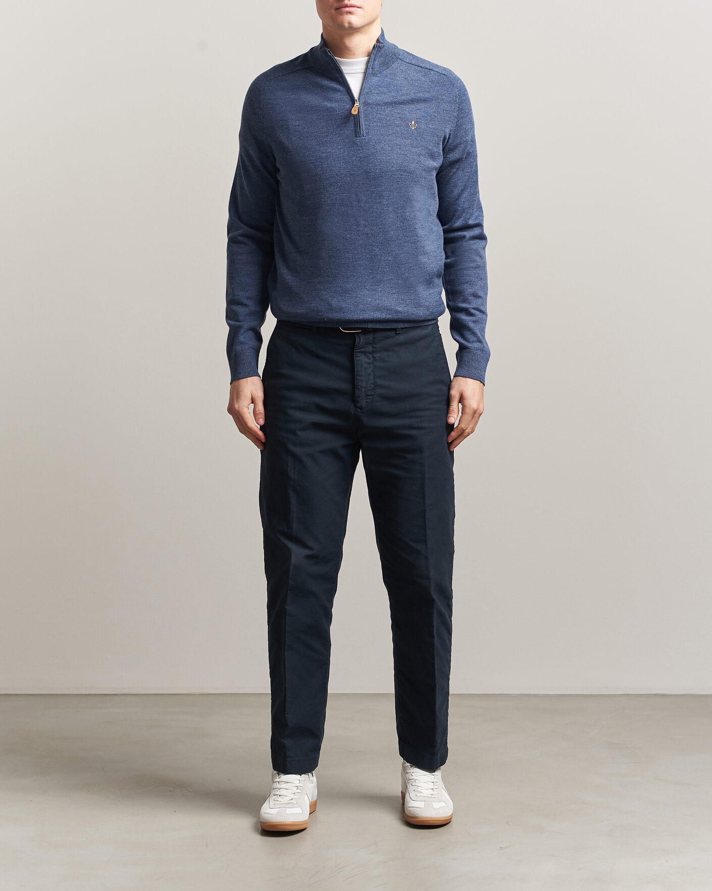 Herre | Trøjer | Morris | John Merino Half-Zip Blue