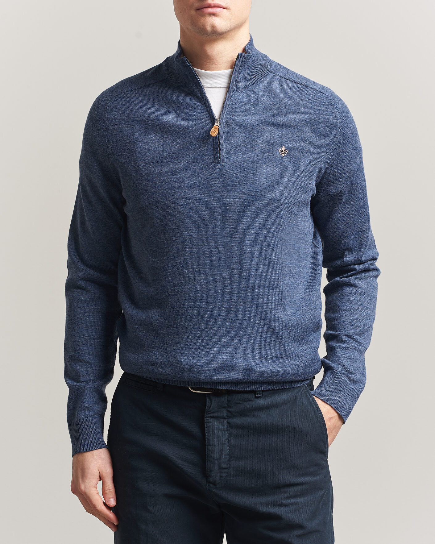 Herre | Trøjer | Morris | John Merino Half-Zip Blue
