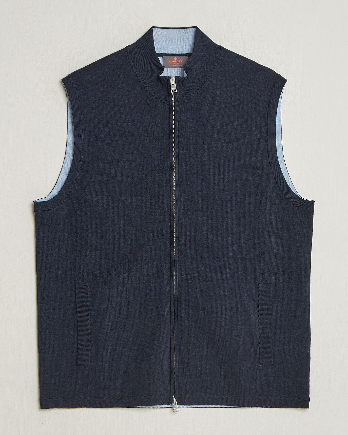 Herre | Trøjer | Morris | Merino Double Zip Vest Navy
