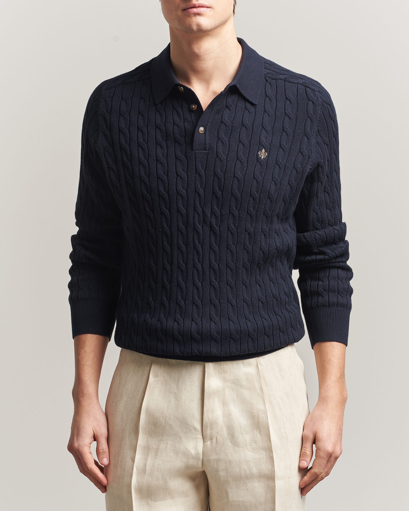 Herre | Trøjer | Morris | Lancaster Cable Polo Navy