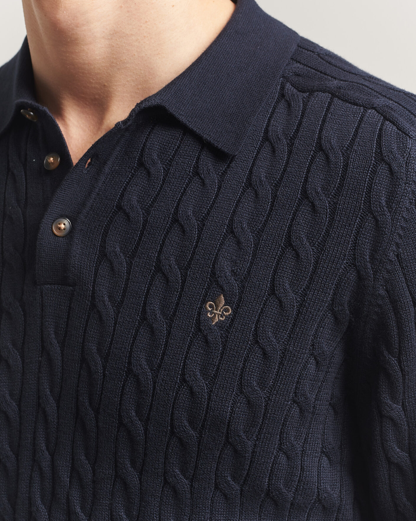 Herre | Trøjer | Morris | Lancaster Cable Polo Navy