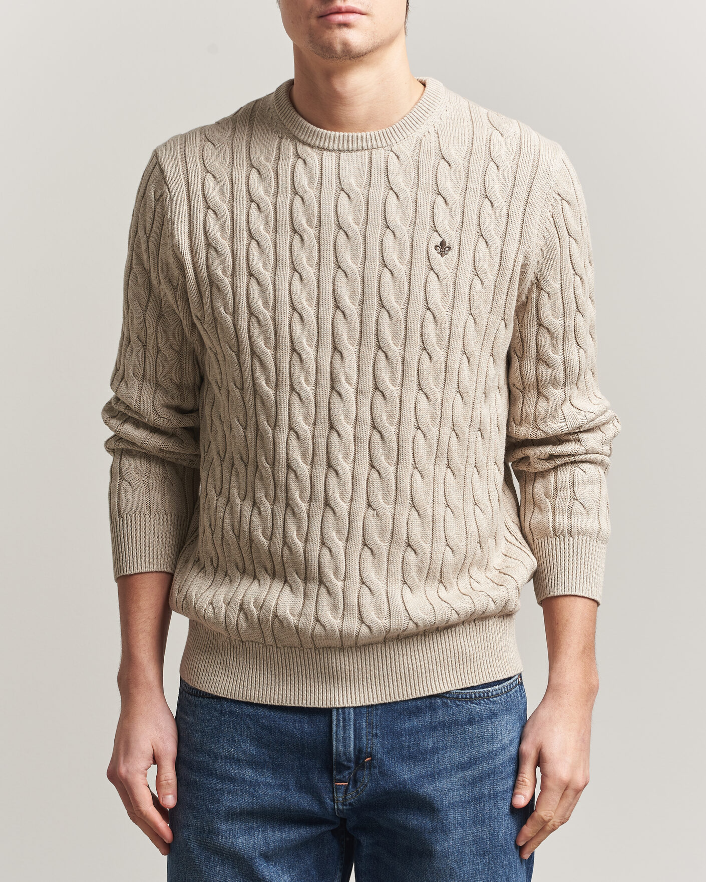 Herre | Trøjer | Morris | Ethan Cable Oneck Khaki