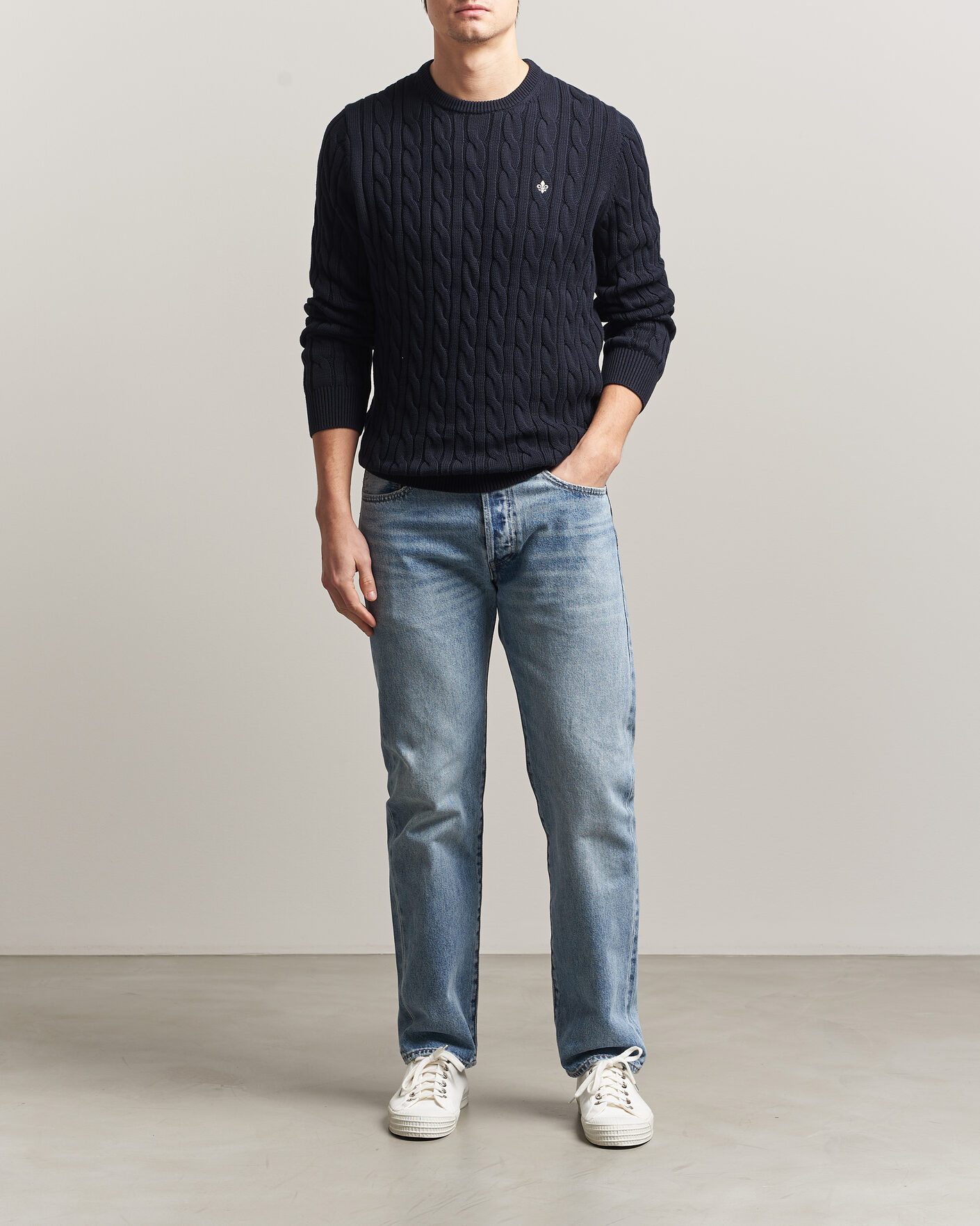 Herre | Trøjer | Morris | Ethan Cable Oneck Navy