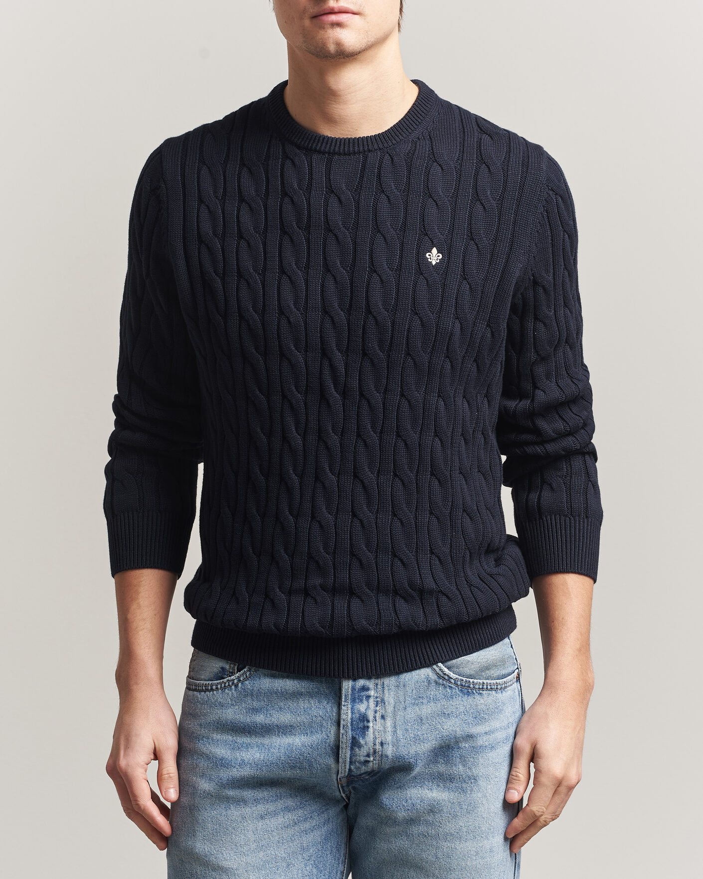 Herre | Trøjer | Morris | Ethan Cable Oneck Navy