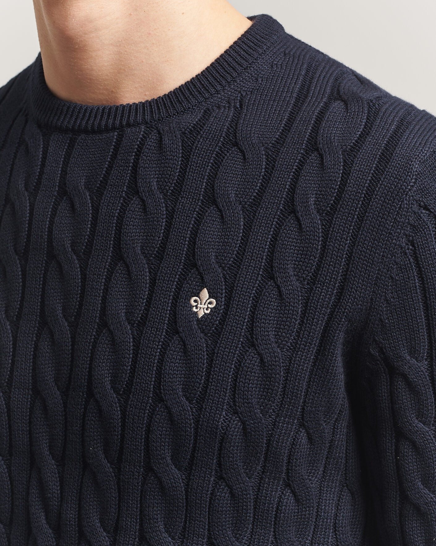 Herre | Trøjer | Morris | Ethan Cable Oneck Navy
