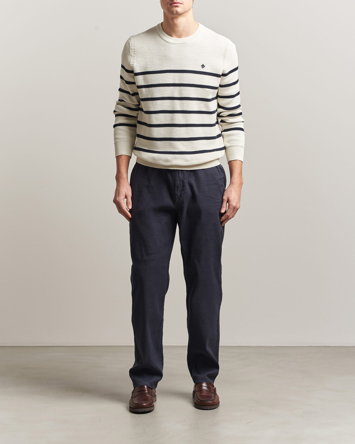 Herre | Trøjer | Morris | Benedict Stripe Oneck Off White