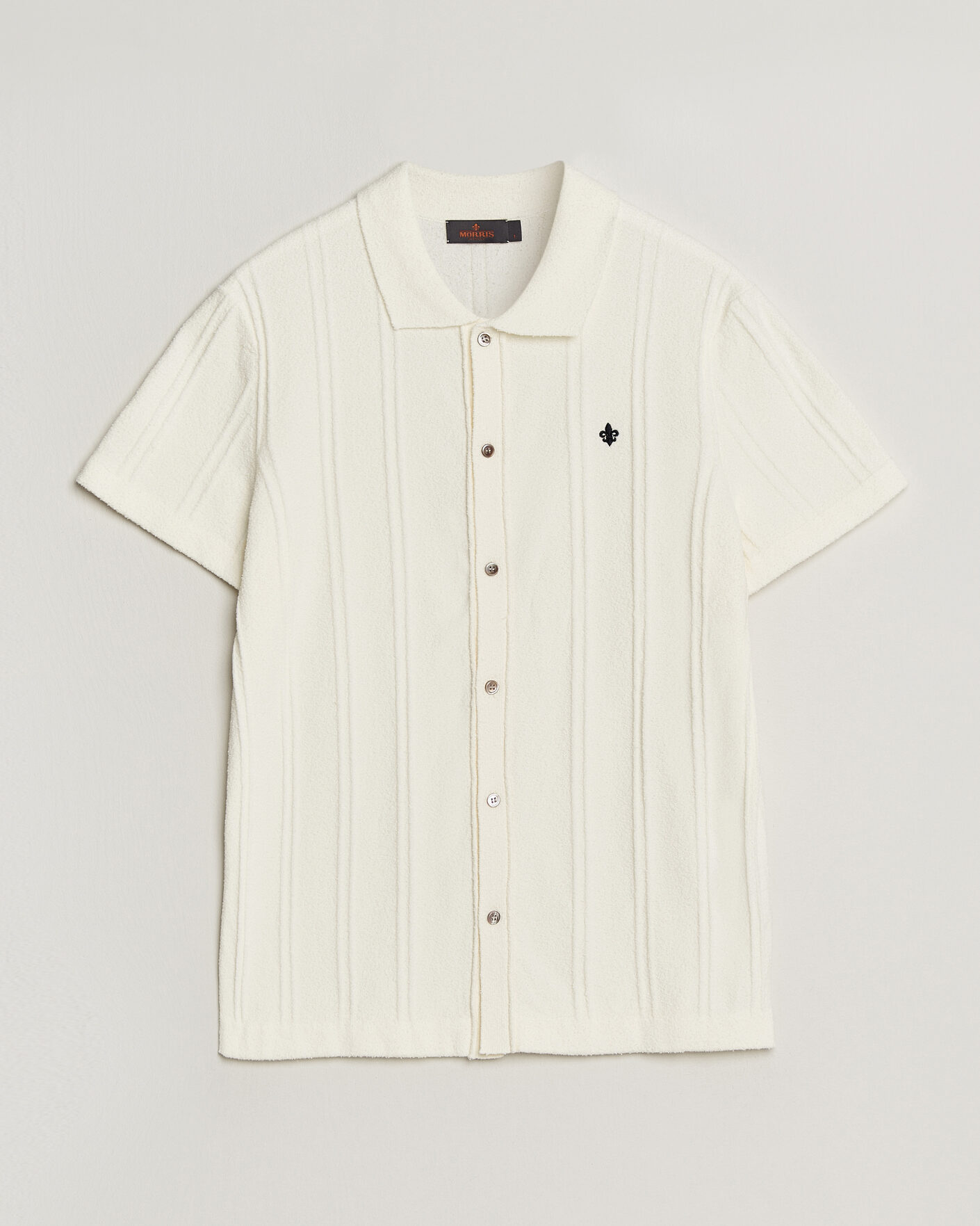 Herre | Skjorter | Morris | Clayton Knitted Short Sleeve Shirt Off White