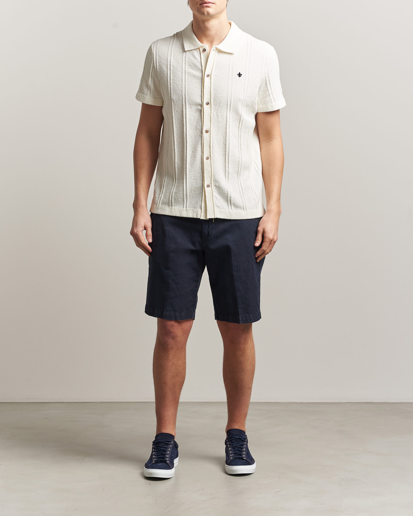 Herre | Skjorter | Morris | Clayton Knitted Short Sleeve Shirt Off White