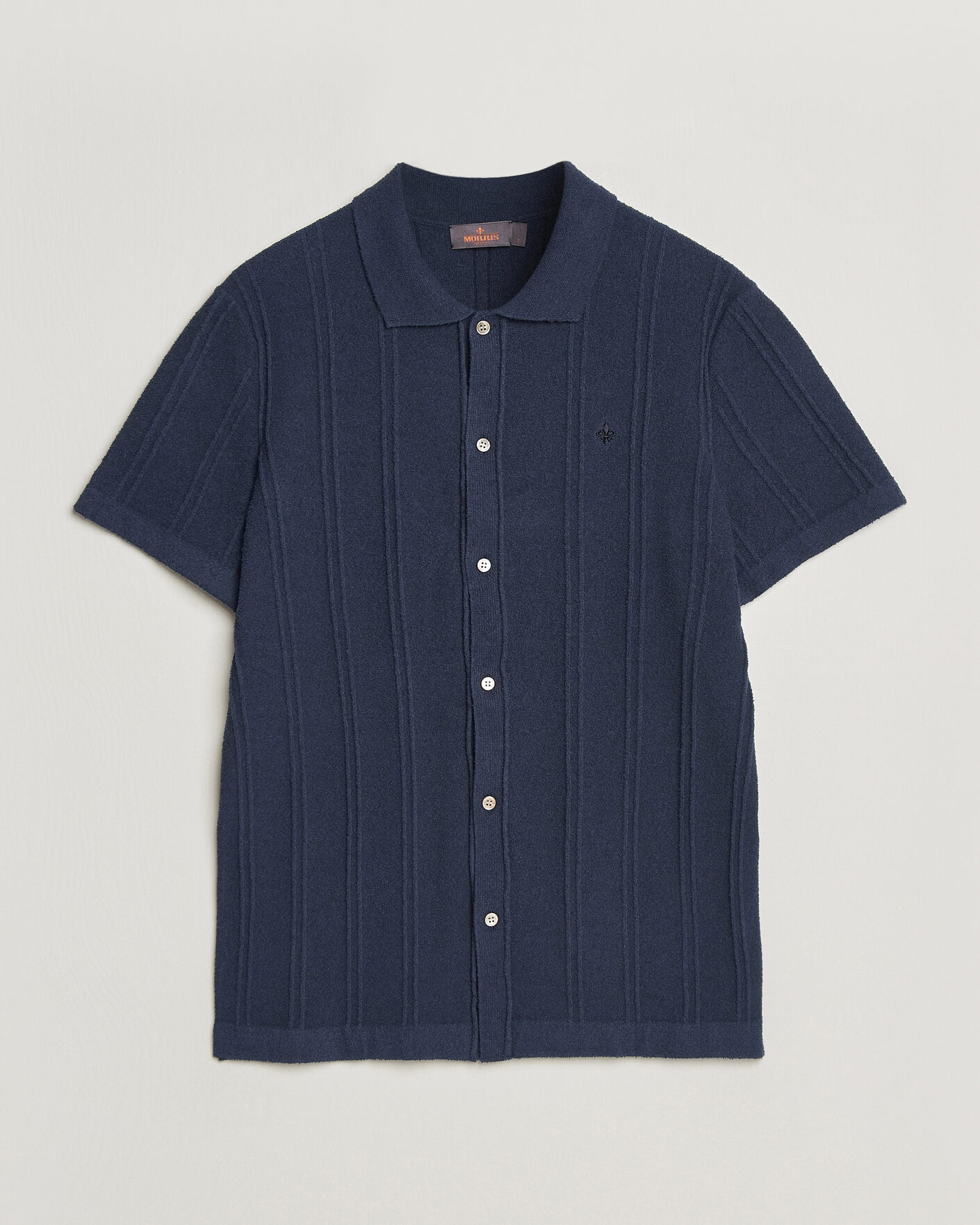 Herre | Skjorter | Morris | Clayton Knitted Short Sleeve Shirt Dark Blue