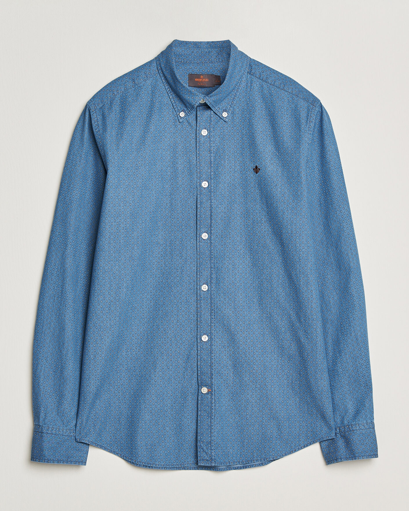 Herre | Skjorter | Morris | Denim Printed Shirt Blue