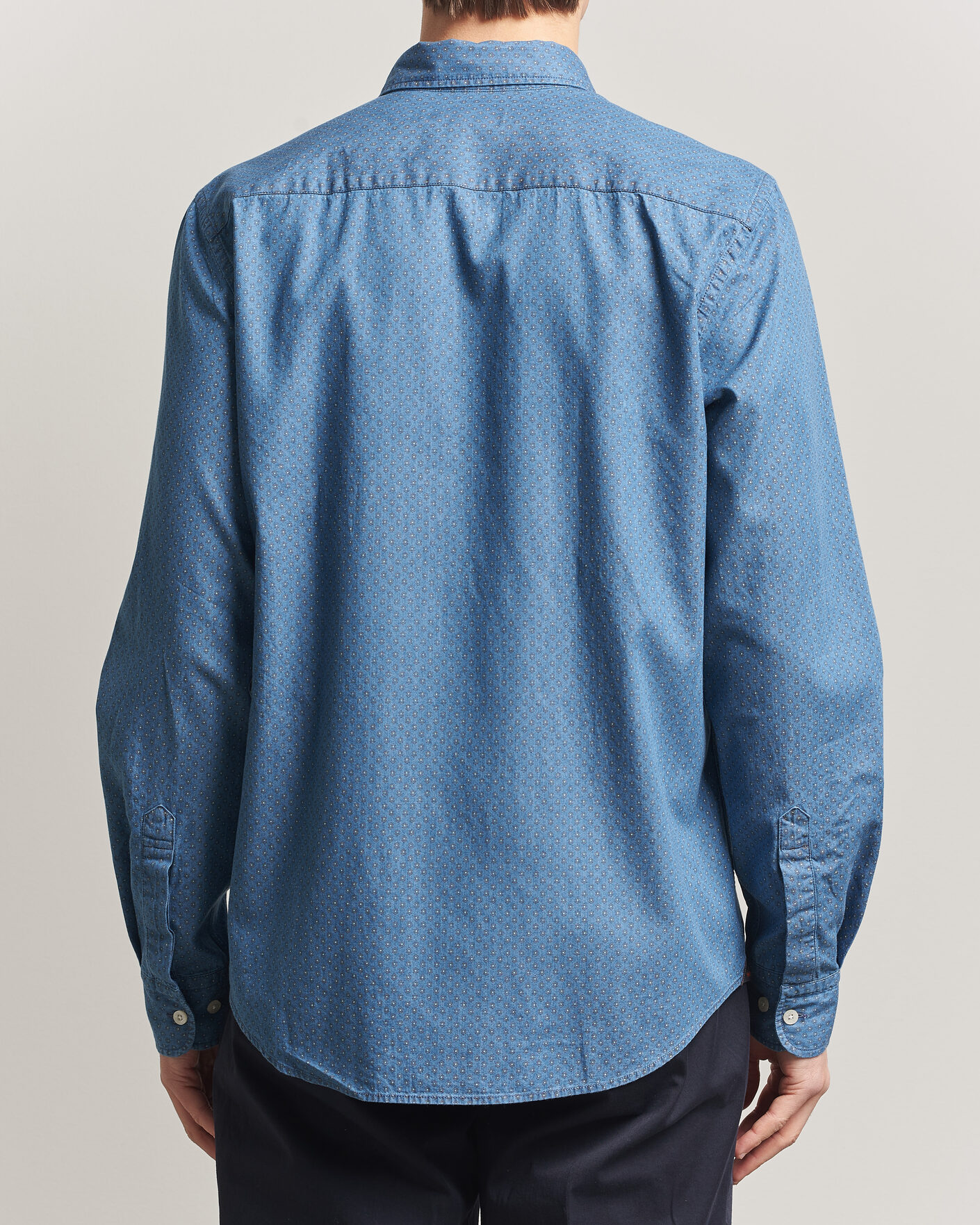 Herre | Skjorter | Morris | Denim Printed Shirt Blue